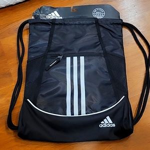 Adidas Alliance II Sackpack black mesh water bottle pocket cinch 18x14 New…